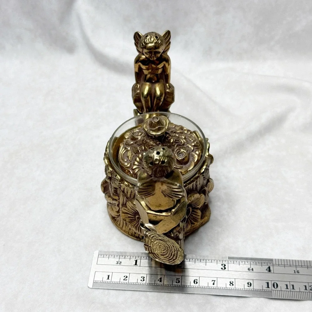 VINTAGE Cherub Shakers with Covered Salt Cellar on Floral Branch Stand PAT 07682 - Picture 15 of 16